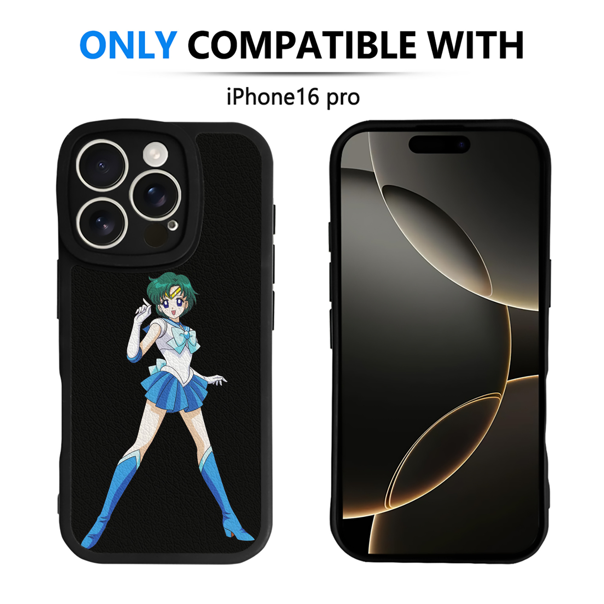 （画像用） 美少女戦士セーラームーン 海王 みちる（かいおう みちる） Sailor Moon Kaiou Michiru 【iPhone 16シリーズ対応】シリコンスマホケース（レザー調） 材質：シリコン